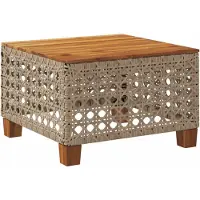 vidaXL Table de jardin beige 55x55x36 cm Poly rotin acacia