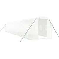 vidaXL Serre avec cadre en acier blanc 24 m² 12x2x2 m