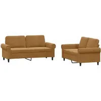 vidaXL Ensemble de canapés 2 pièces avec coussins Marron Velours