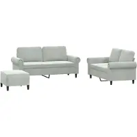 vidaXL Ensemble de canapés 3 pièces avec coussins gris clair velours