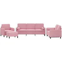 vidaXL Ensemble de canapés 4 pièces avec coussins Rose velours
