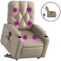 vidaXL Fauteuil de massage avec releveur électrique Cappuccino similicuir