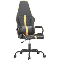 vidaXL Fauteuil gaming avec fonction massage, en similicuir doré et noir