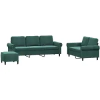 vidaXL Ensemble de canapés 3 pièces avec coussins vert foncé velours
