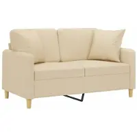 vidaXL Canapé 2 places avec oreillers décoratifs crème 120 cm tissu