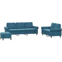 vidaXL Ensemble de canapés 3 pièces avec coussins bleu velours
