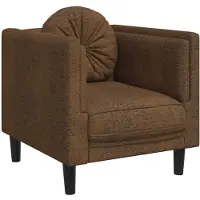 vidaXL Fauteuil avec coussin Marron Similicuir aspect daim