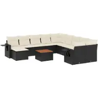vidaXL Ensemble de 12 canapés de jardin avec coussins noir poly rotin