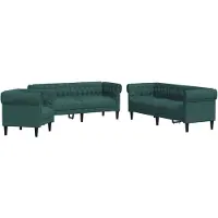 vidaXL Ensemble de canapés 3 pièces vert foncé Tissu