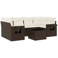 vidaXL Ensemble de salon de jardin 7 pièces avec coussins Marron Poly rotin