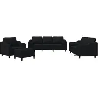 vidaXL Ensemble de canapés 4 pièces avec coussins Tissu noir