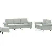 vidaXL Ensemble de canapés 3 pièces avec coussins gris clair velours
