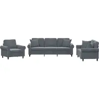 vidaXL Ensemble de canapés 3 pièces avec coussins gris foncé velours