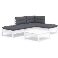 vidaXL Ensemble salon de jardin 5 pièces avec coussins Pin blanc