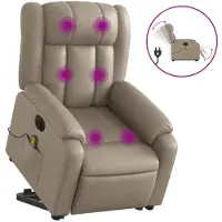 vidaXL Fauteuil de massage avec releveur électrique Cappuccino similicuir