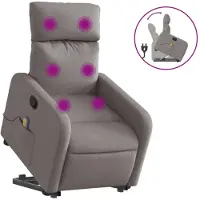 vidaXL Fauteuil inclinable de massage Taupe Tissu
