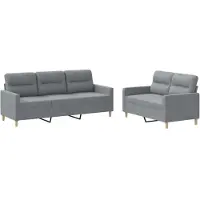 vidaXL Ensemble de canapés 2 pièces avec coussins Tissu gris clair