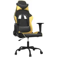 vidaXL Chaise de jeu avec fonction de massage Noir & Or Similicuir