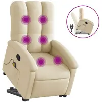 vidaXL Fauteuil de massage avec releveur Crème Tissu