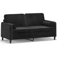 vidaXL Canapé 2 places avec coussins décoratifs noir 140 cm velours