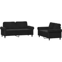 vidaXL Ensemble de canapés 2 pièces avec coussins Noir velours