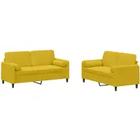 vidaXL Ensemble de canapés 2 pièces avec coussins Velours jaune