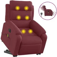 vidaXL Fauteuil inclinable de massage électrique Rouge bordeaux Tissu