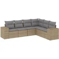 vidaXL Ensemble de salon de jardin 6 pièces avec coussins Beige Poly Rattan