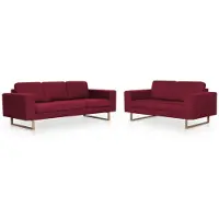 vidaXL Canapé 2 pièces tissu rouge vin