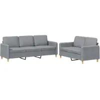 vidaXL Ensemble de canapés 2 pièces avec coussins Tissu gris clair