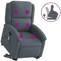 vidaXL Fauteuil de massage avec releveur gris foncé velours