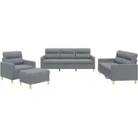 vidaXL Ensemble de canapés 4 pièces avec coussins Tissu gris clair