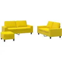 vidaXL Ensemble de canapés 3 pièces jaune clair Tissu
