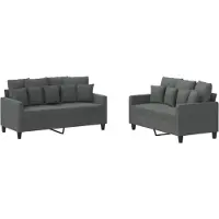 vidaXL Ensemble de canapés 2 pièces avec coussins Tissu gris foncé