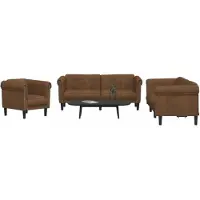 vidaXL 3-pc. Ensemble canapé velours marron