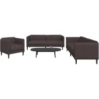 vidaXL Ensemble de canapés 3 pièces brun foncé Tissu