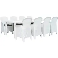 vidaXL Ensemble de jardin 9 pièces plastique blanc aspect rotin