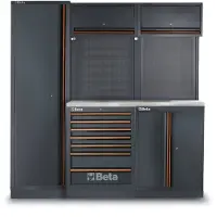 Beta aménagement d'atelier, plan de travail en acier inoxydable, 196 pièces, C45PRO 2.0 B7X/196UT