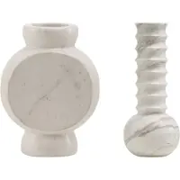 Mr. Stoned Coffret Cadeau en Marbre – Vases Circle & Ribbed Blanc