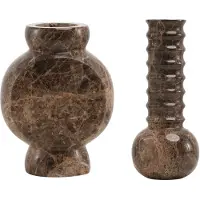 Mr. Stoned Coffret Cadeau en Marbre – Vases Circle & Ribbed Marron