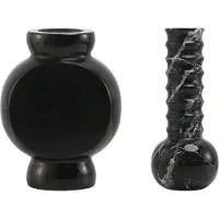 Mr. Stoned Coffret Cadeau en Marbre – Vases Circle & Ribbed Noir