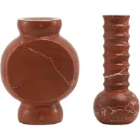 Mr. Stoned Coffret Cadeau en Marbre – Vases Circle & Ribbed Rouge