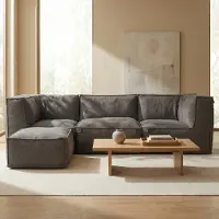 Popsofa Canapé lounge modulaire intérieur 3 places + Pouf Kiki Bouclé Marron