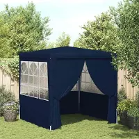Prolenta Tente de fête professionnelle "Exclusive" avec parois latérales, dimensions 2 x 2 mètres, couleur bleue, grammage 90 g/m²