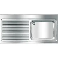 Kwc Évier professionnel , modèle MAXIMA, en acier inoxydable, dimensions 1400 x 432 x 700 mm, avec système de récupération des eaux de rinçage situé sur le côté gauche