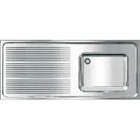 Kwc Évier professionnel , modèle MAXIMA, en acier inoxydable, dimensions 1400 x 432 x 600 mm, avec égouttoir sur le côté gauche
