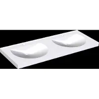 Kwc Vasque double RONDA MIRANIT, 1400 x 125 x 530 mm, cuvettes rondes, trou de robinet