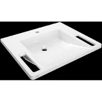 Kwc Meuble de salle de bain , modèle EXOS, en matériau MIRANIT, dimensions 600x125x500 mm, couleur blanche, avec trou pour robinet et poignée