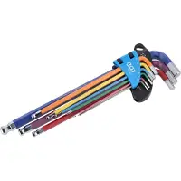 Bgs Ensemble de clés Allen, multicolore, extra long, avec rotule 1,5 à 10, 9 pièces