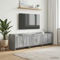 Prolenta Meuble TV exclusif - Dimensions : 168 x 33 x 47 cm - Couleur : gris Sonoma - Matériau : bois composite